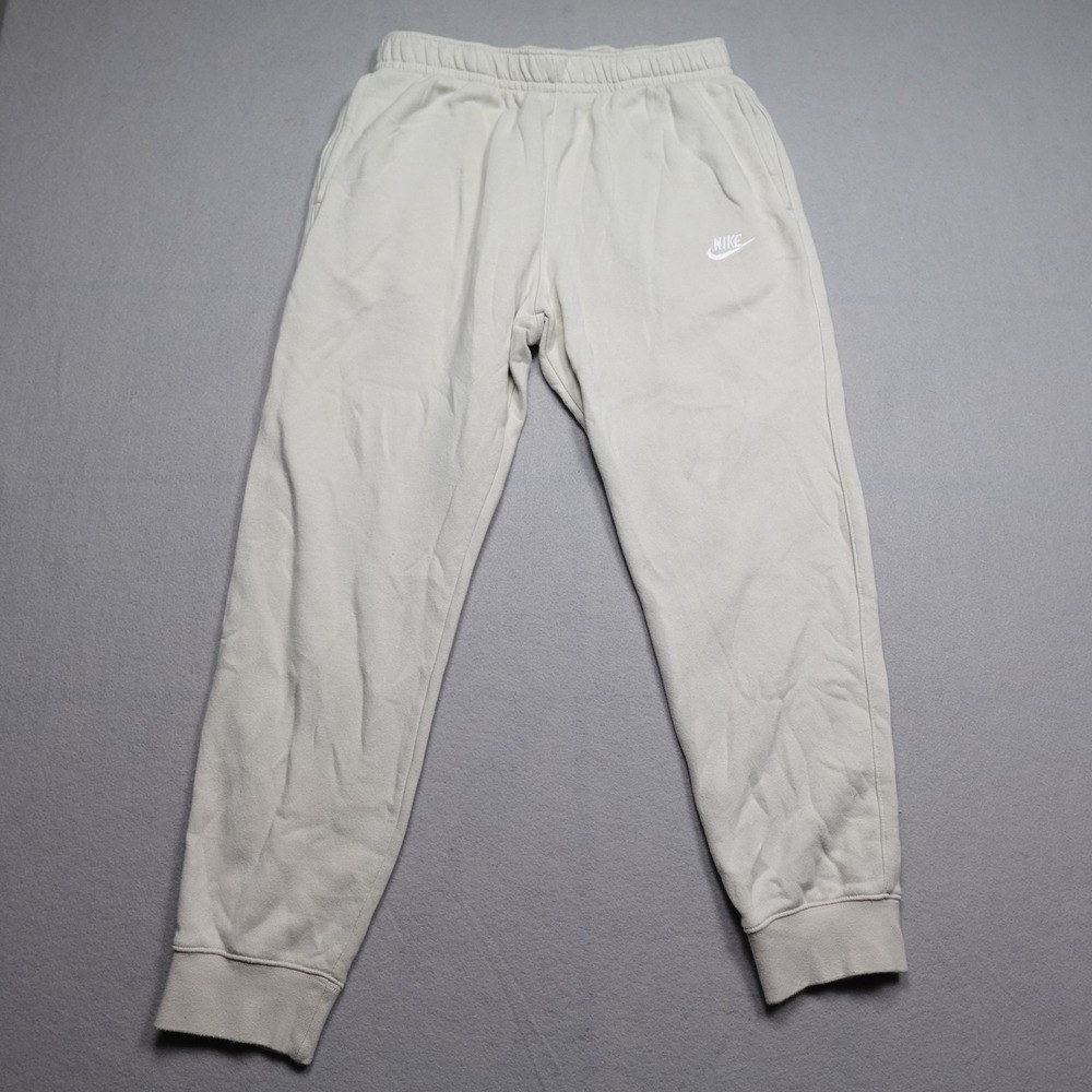 Nike Pants Mens Large White Jogger drawstring Fleece Elastic Waist Pockets Logo